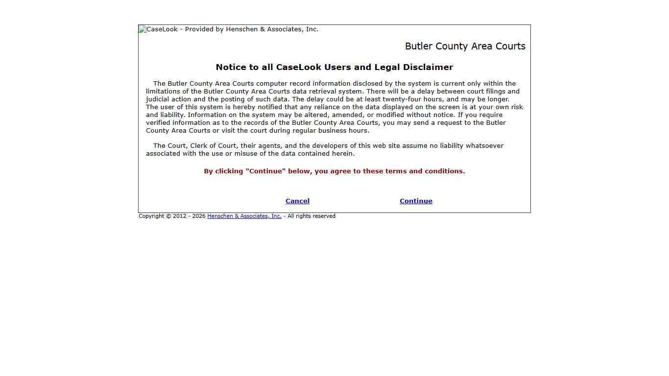 Butler County Area Courts - Record Search